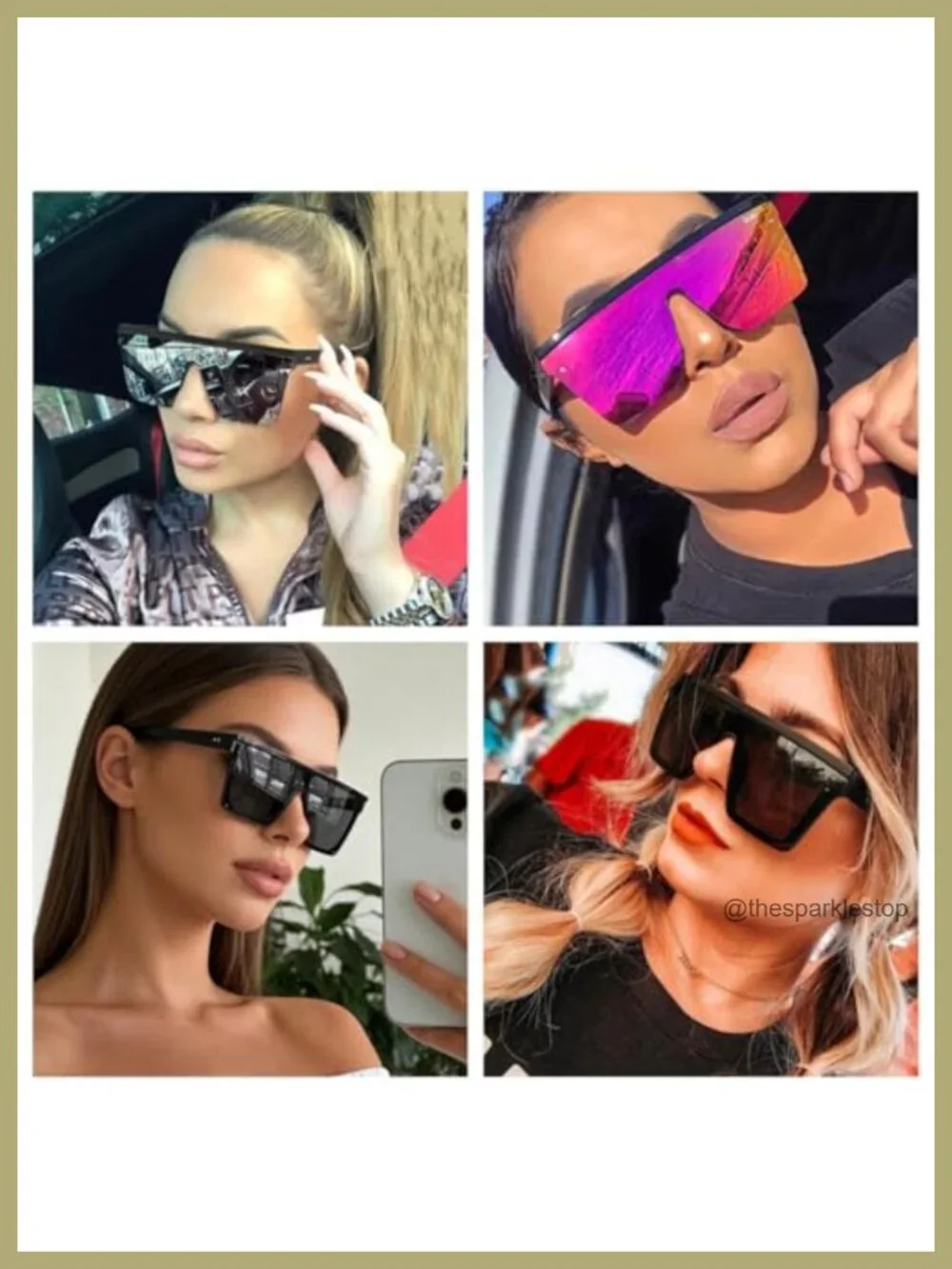 Oversized Square Sunglasses for Women Men Flat Top Large Black Frame Fashion